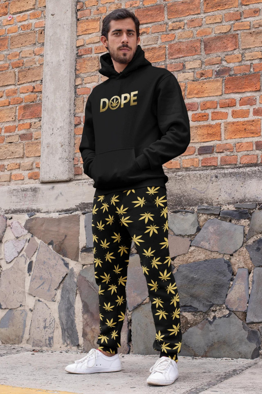 Gold Leaf Black Unisex track pants