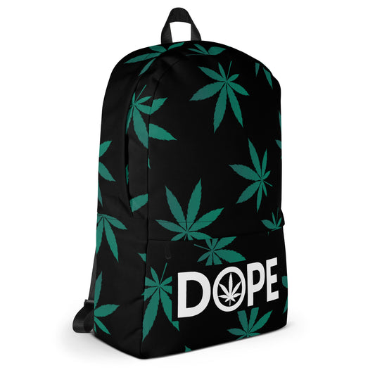 Green Leaf Black Backpack