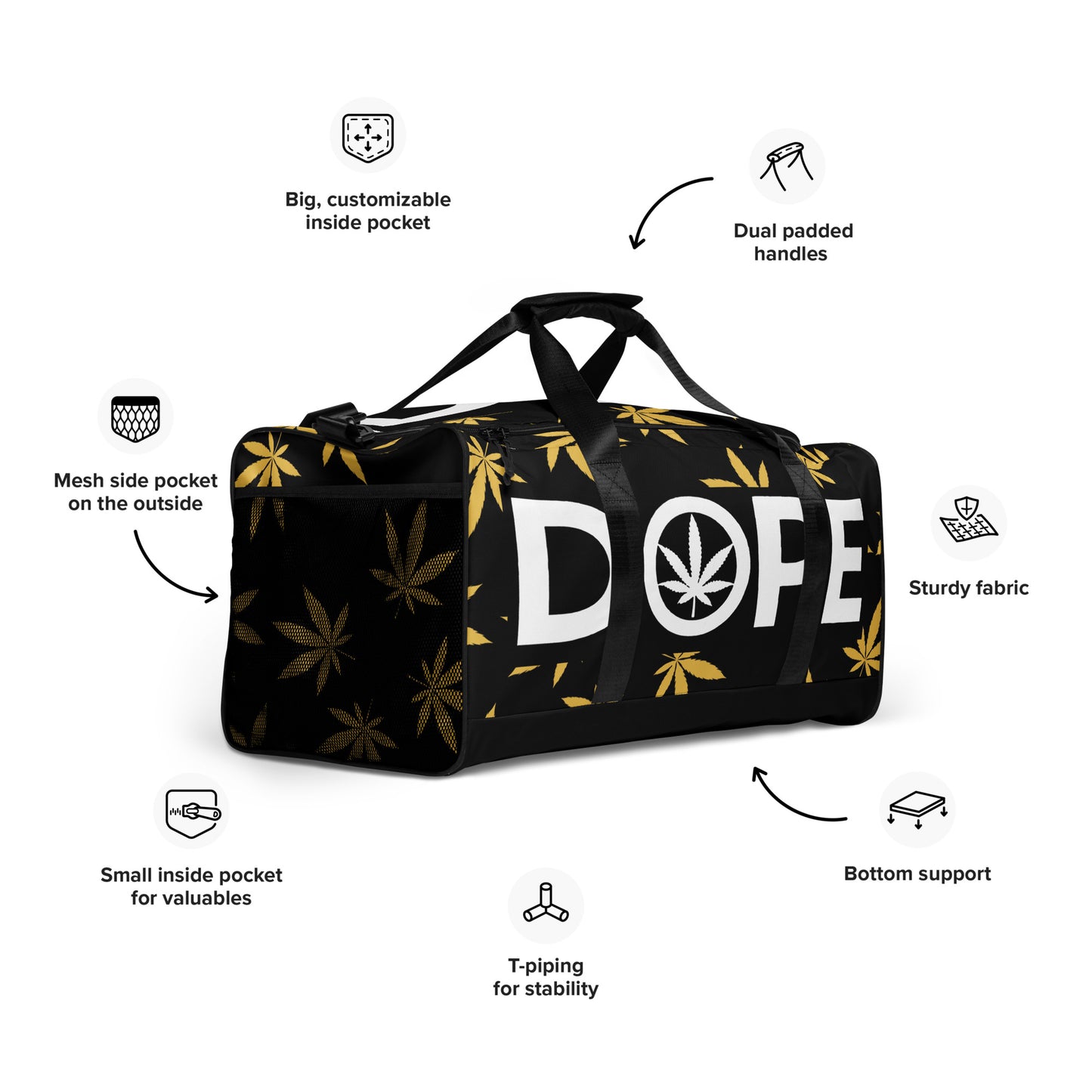 Gold Leaf Black Duffle bag