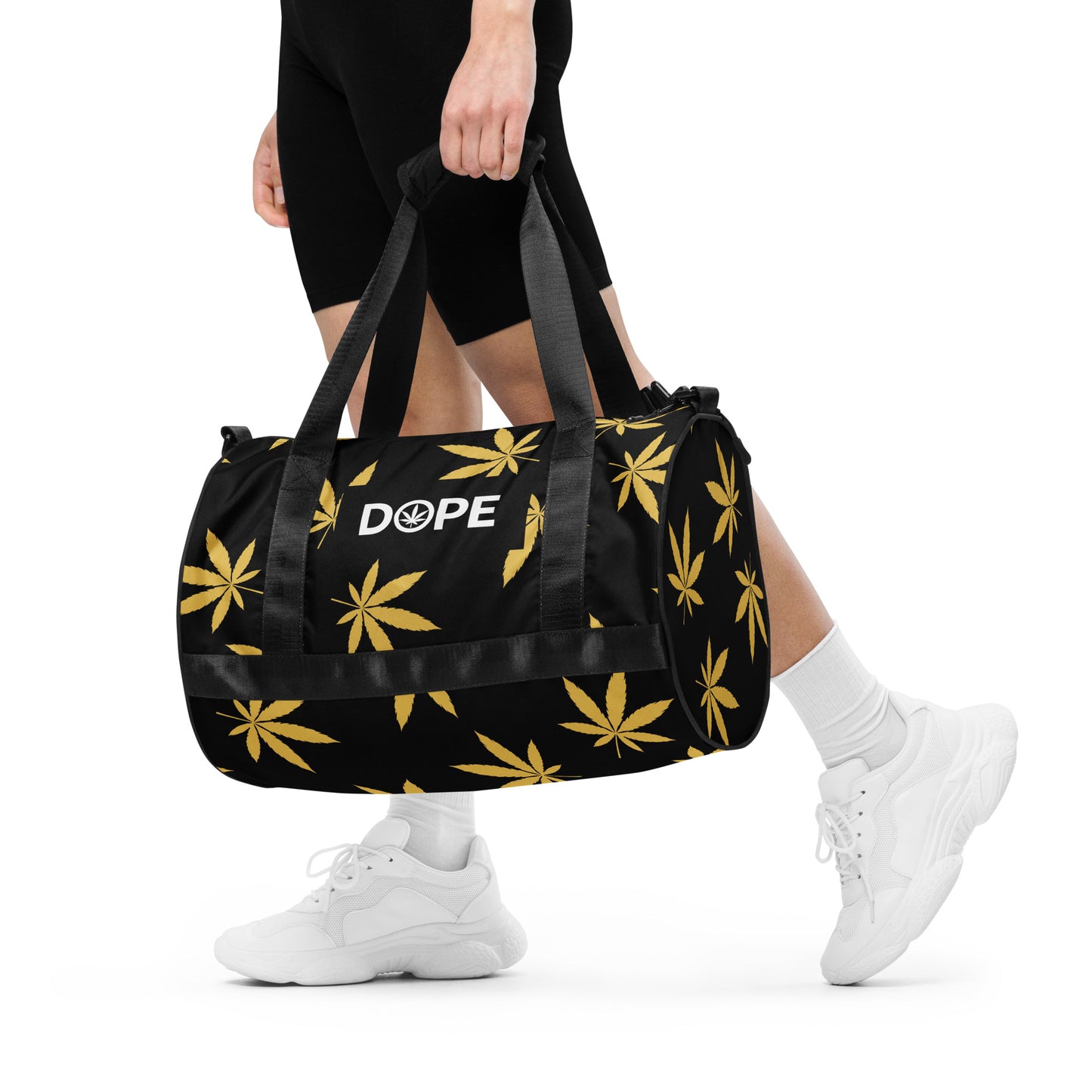 Gold Leaf Black All-over print gym bag