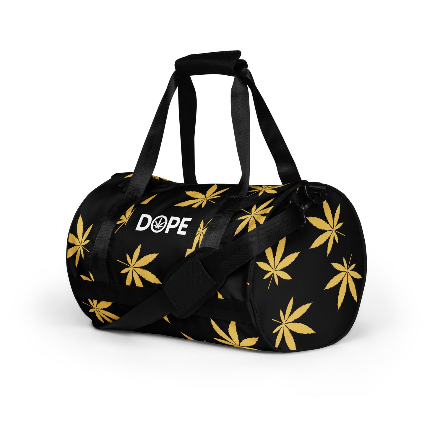 Gold Leaf Black All-over print gym bag