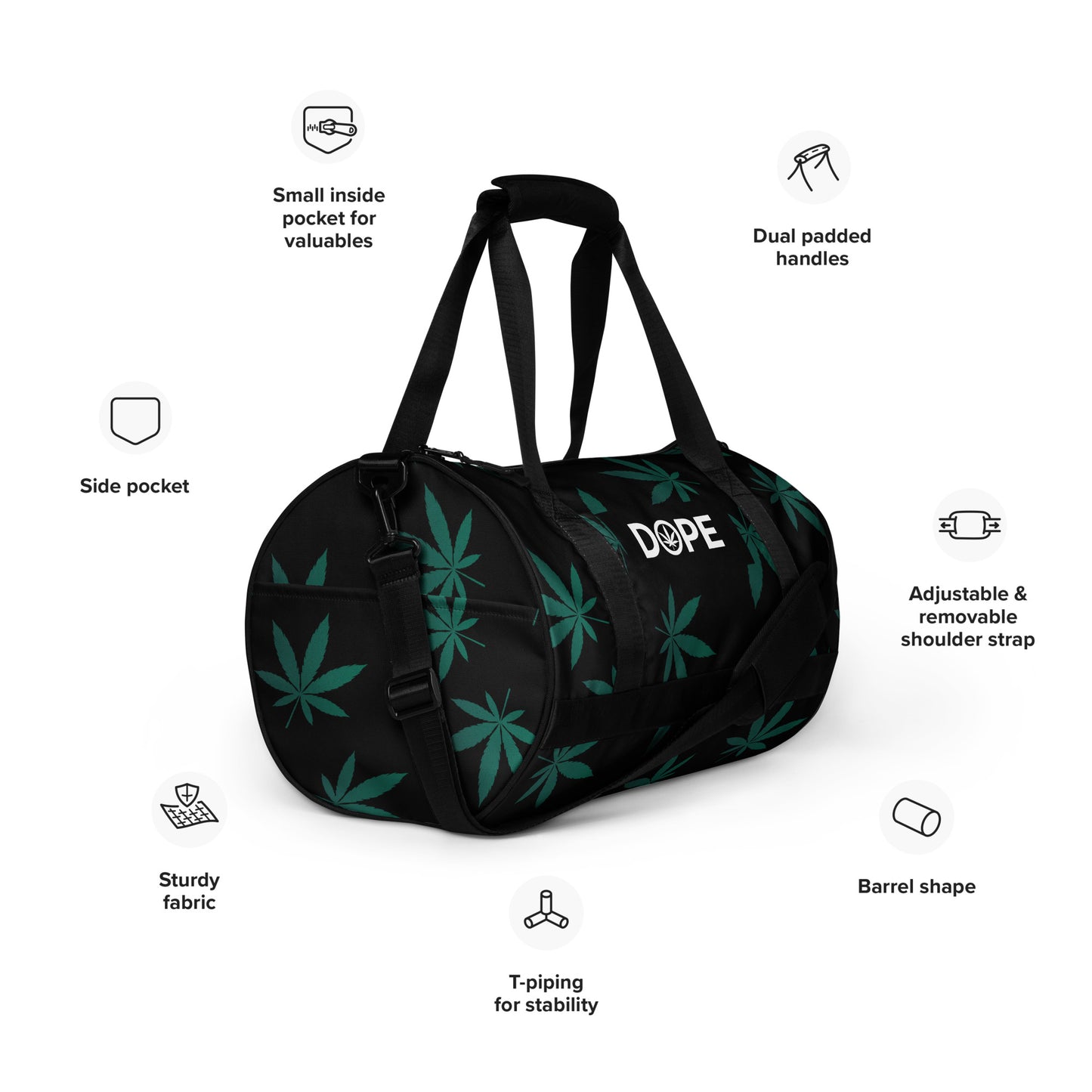 Green Leaf All-over print gym bag