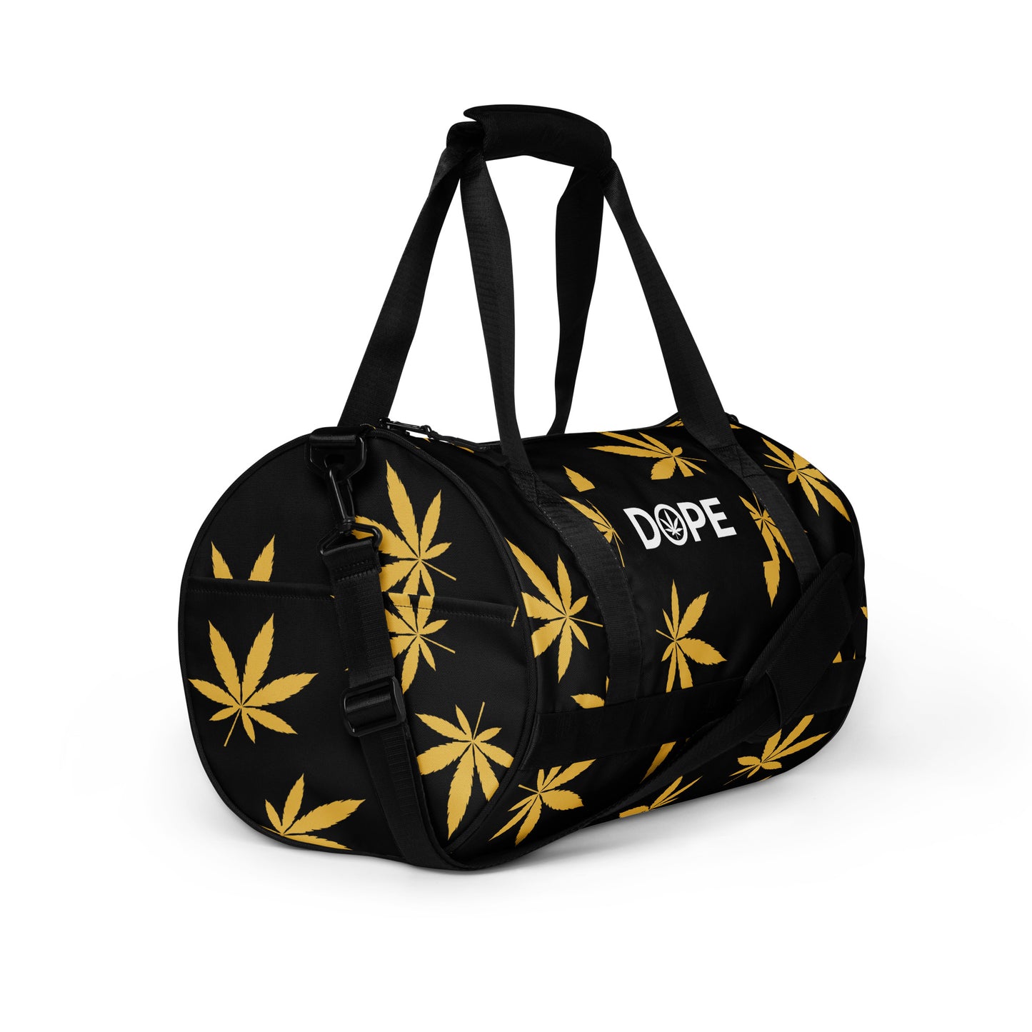 Gold Leaf Black All-over print gym bag