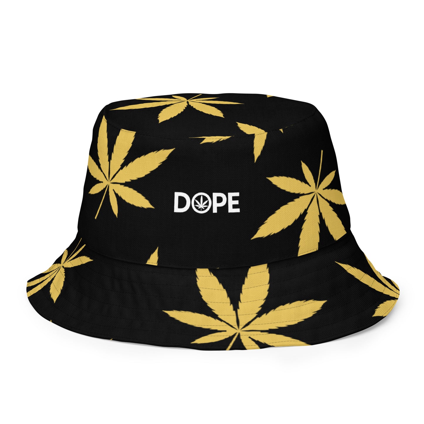 Gold Leaf Black Reversible bucket hat