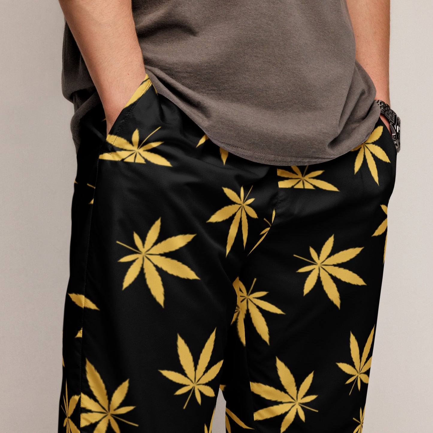 Gold Leaf Black Unisex track pants