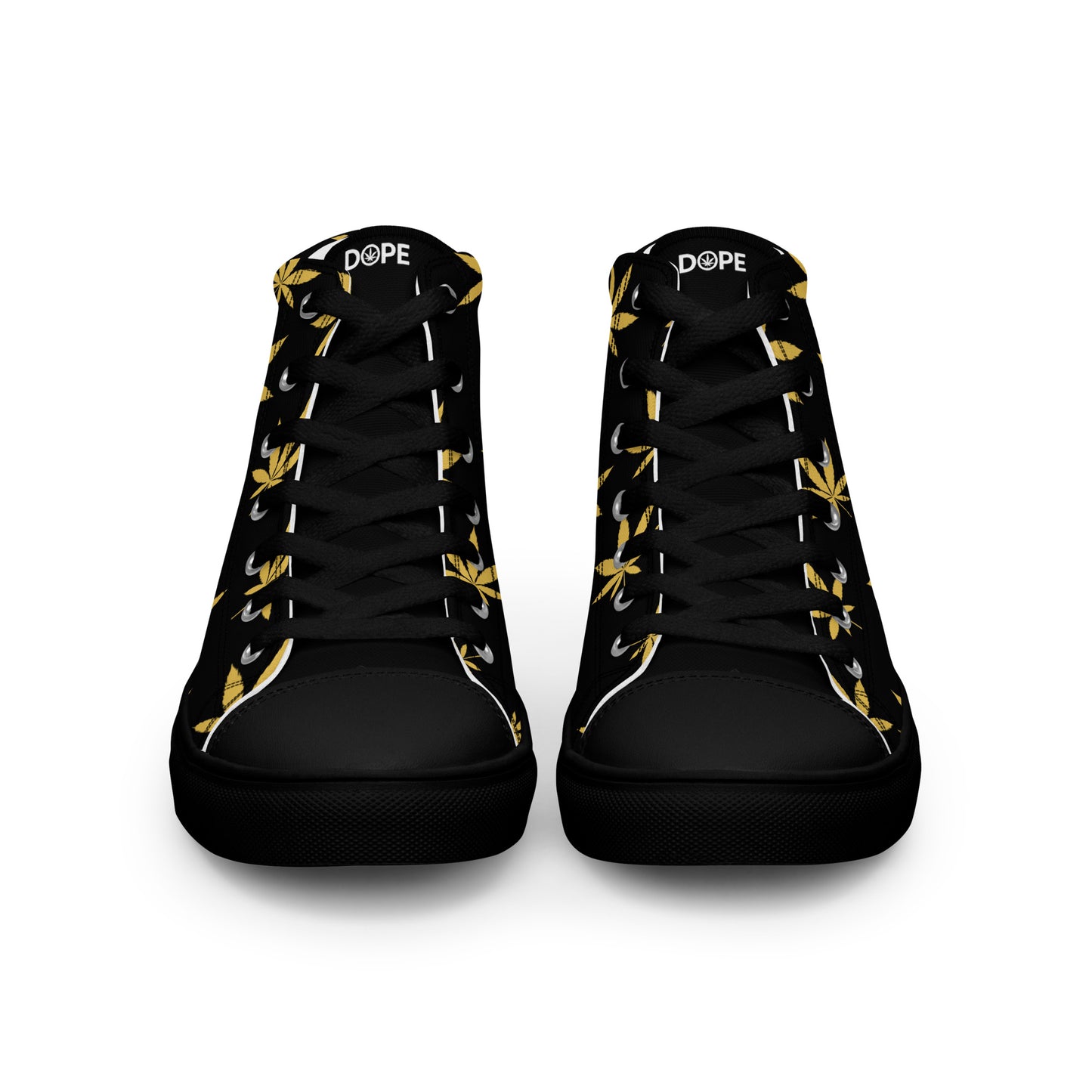 Gold Leaf Black Men’s High Top Canvas Shoes