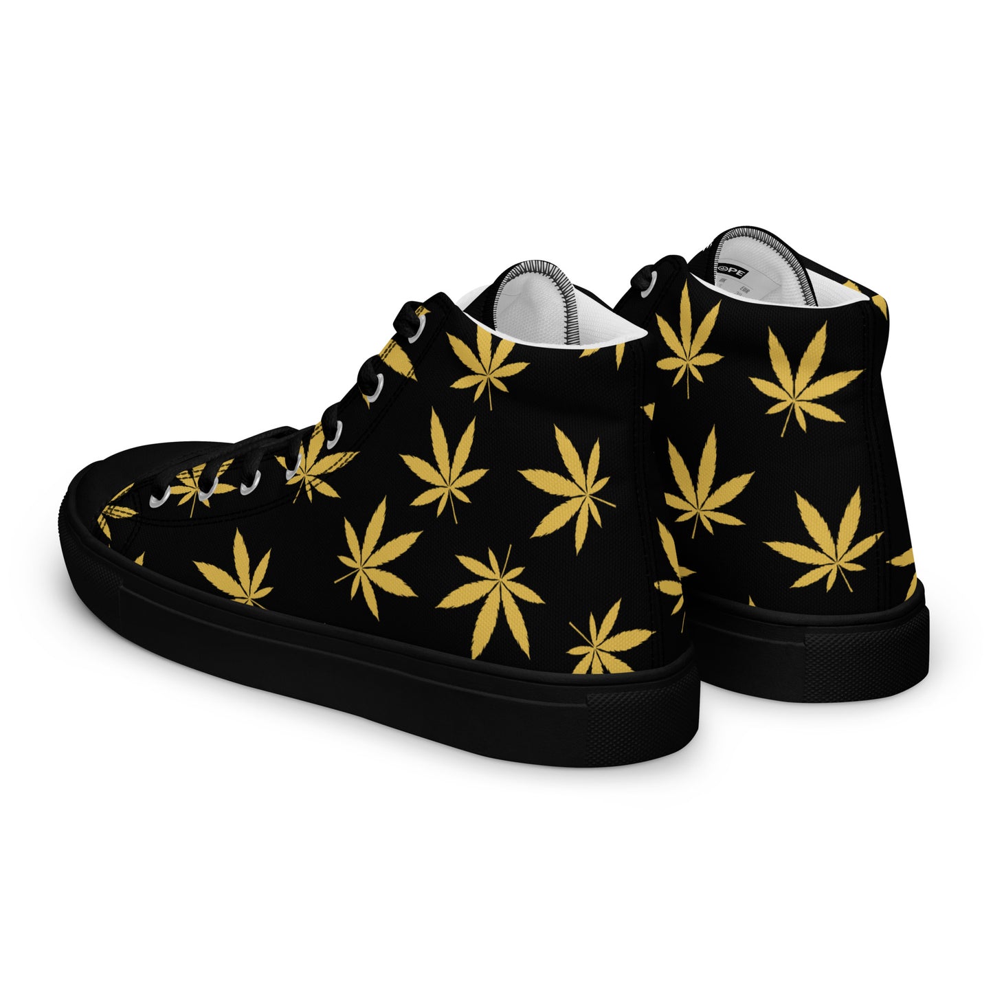 Gold Leaf Black Men’s High Top Canvas Shoes