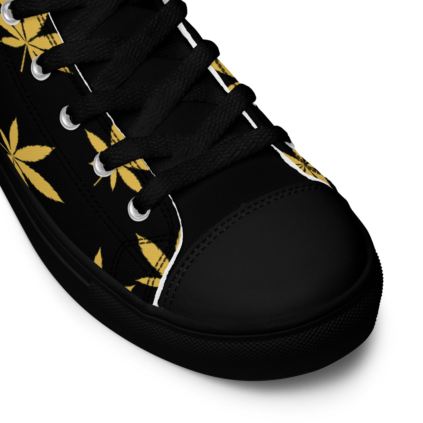 Gold Leaf Black Men’s High Top Canvas Shoes