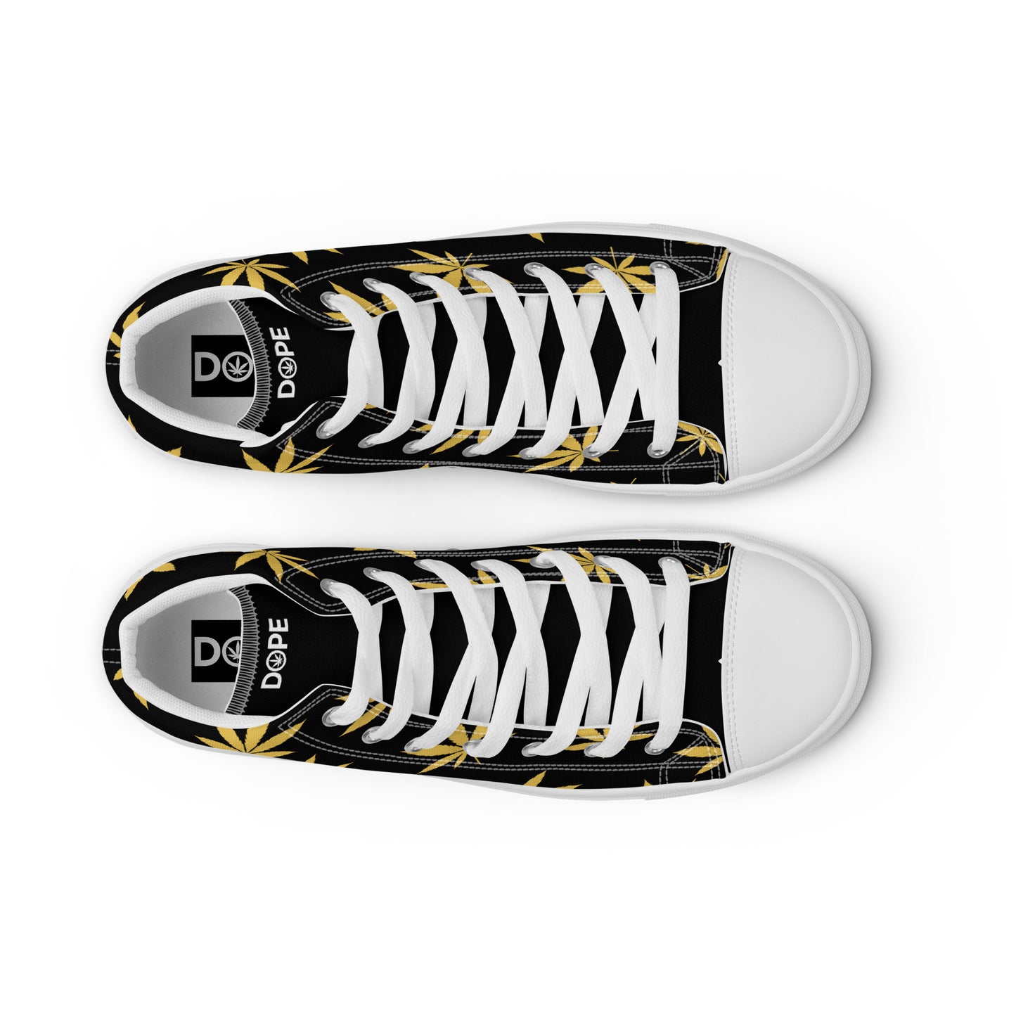 Gold Leaf Black Men’s High Top Canvas Shoes