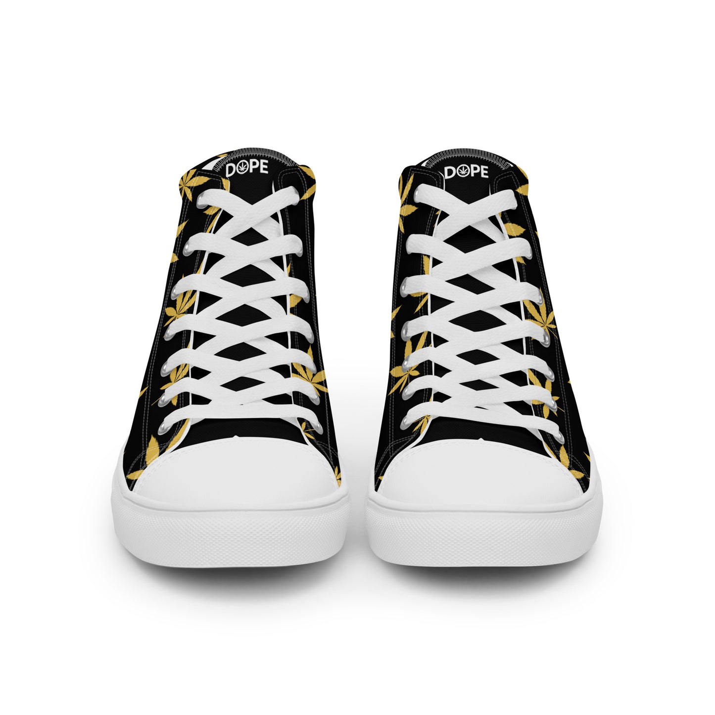 Gold Leaf Black Men’s High Top Canvas Shoes