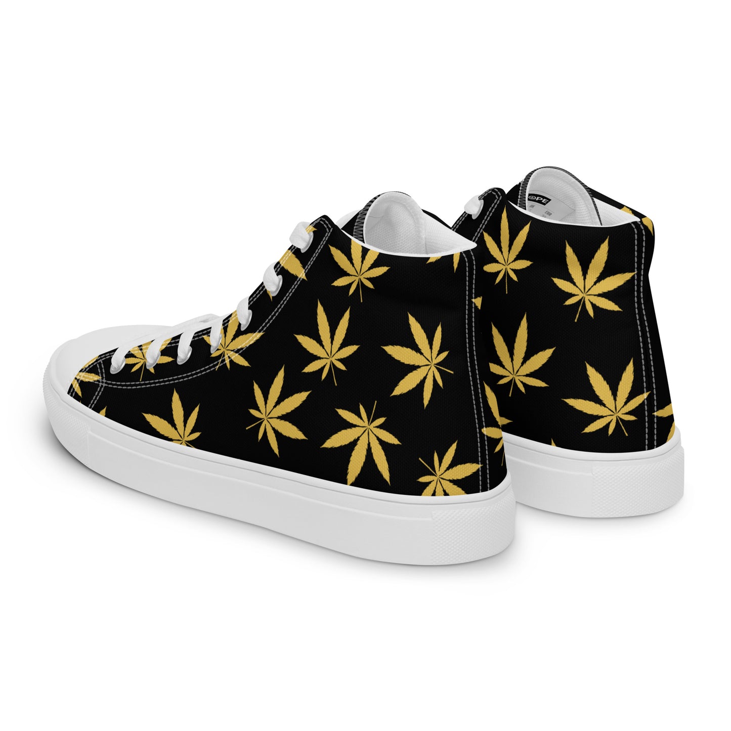 Gold Leaf Black Men’s High Top Canvas Shoes