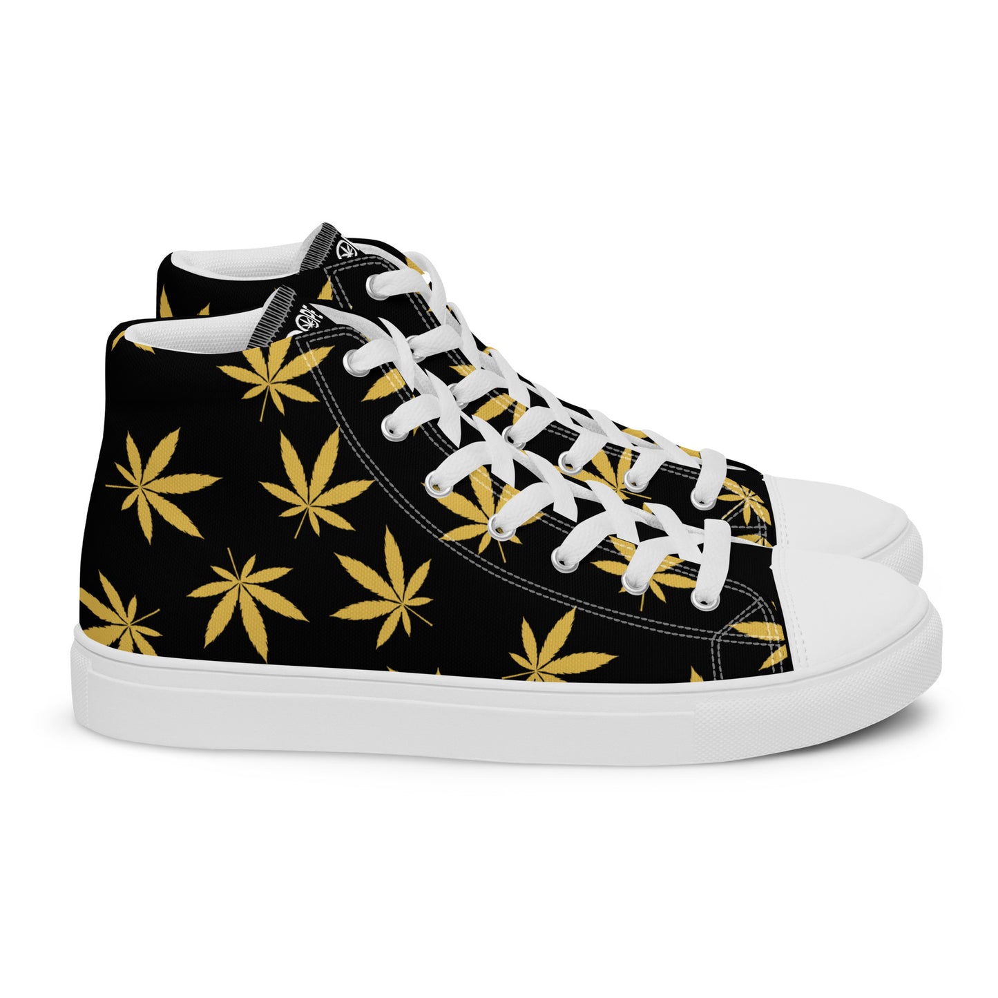 Gold Leaf Black Men’s High Top Canvas Shoes