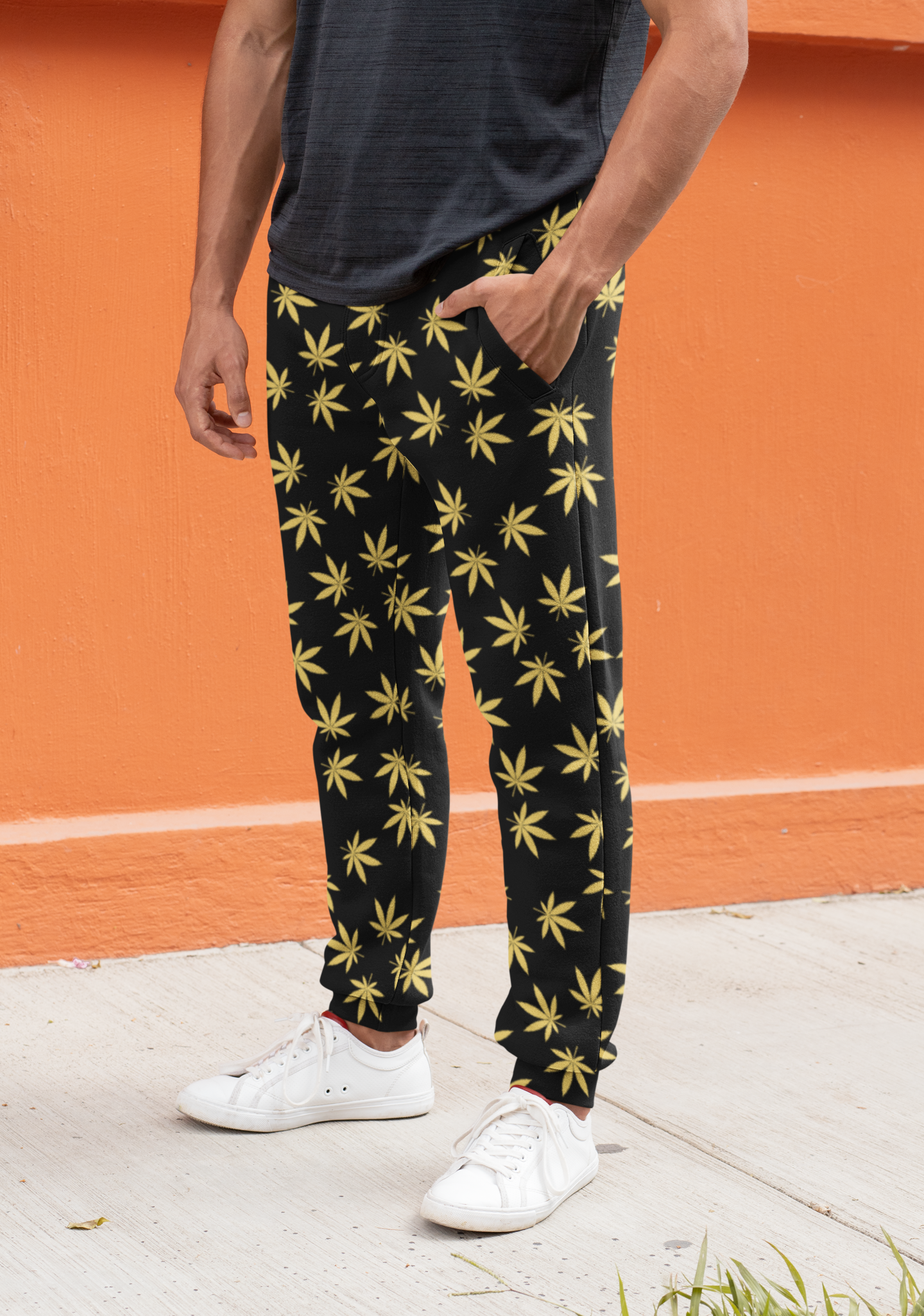 Gold Leaf Black Unisex track pants