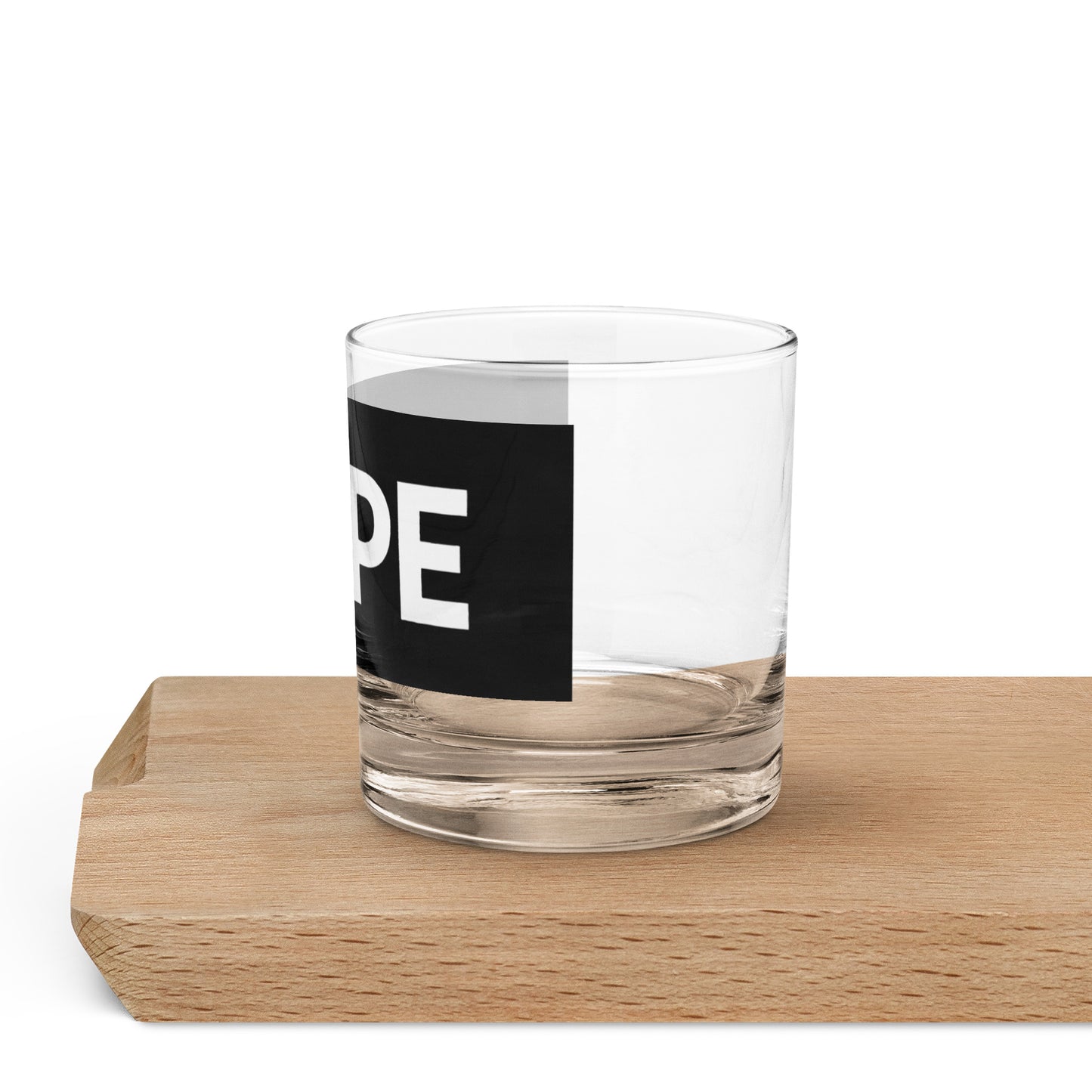 Black Logo Rocks glass