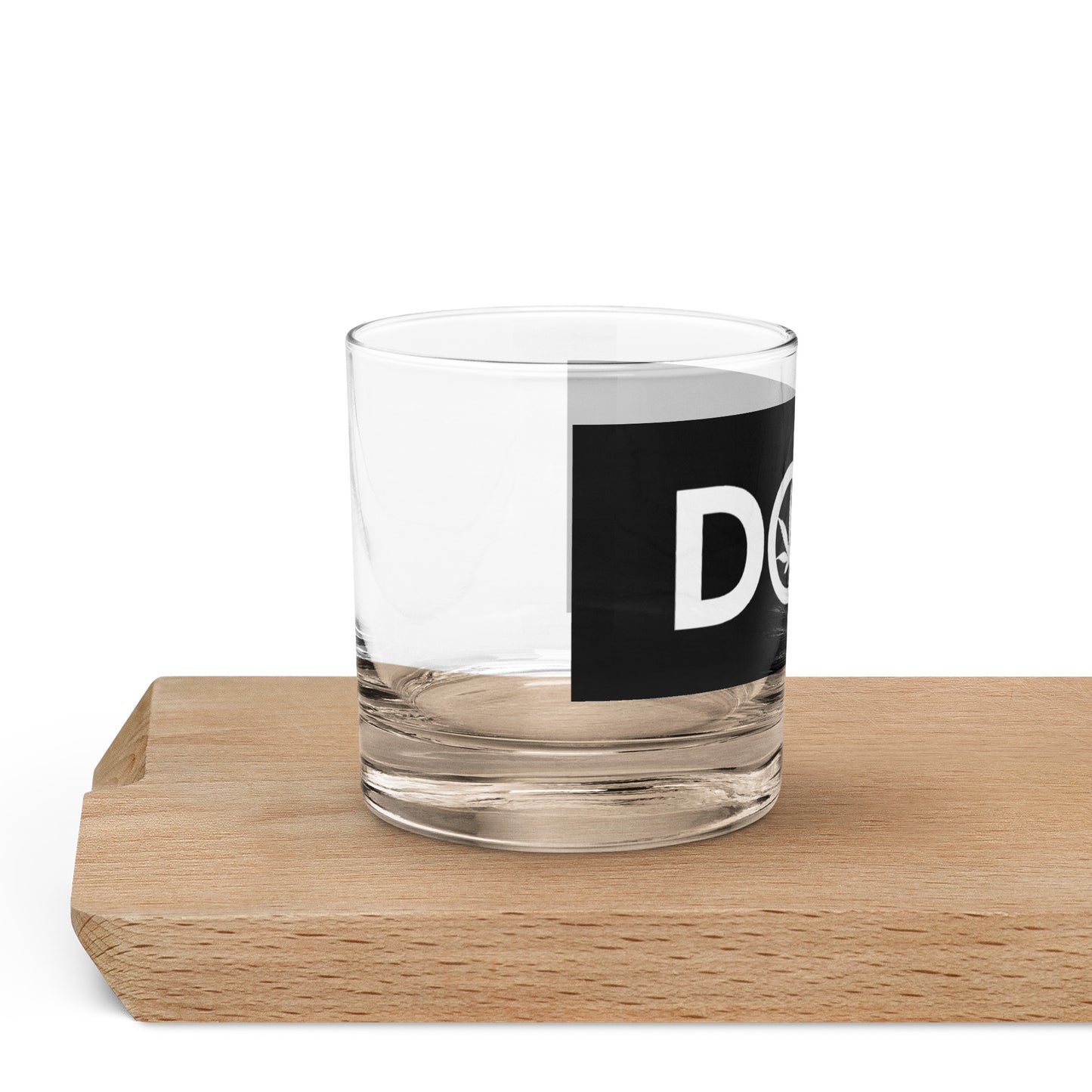 Black Logo Rocks glass